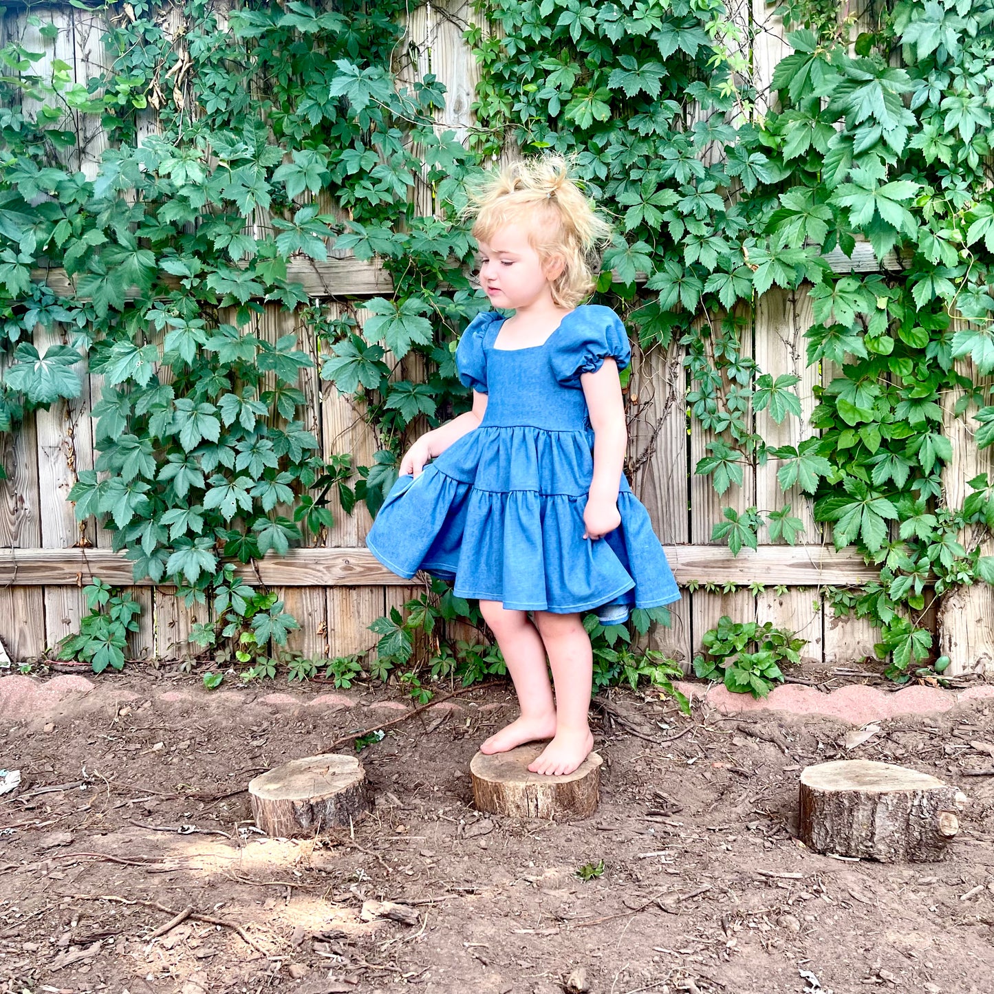 Flutter and Bloom Dress Denim