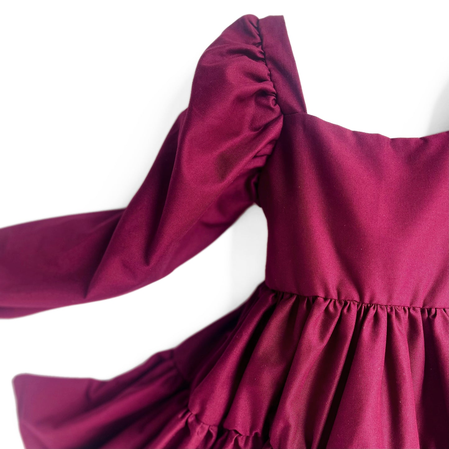 Berry Flutter and Bloom Dress with Balloon Sleeves