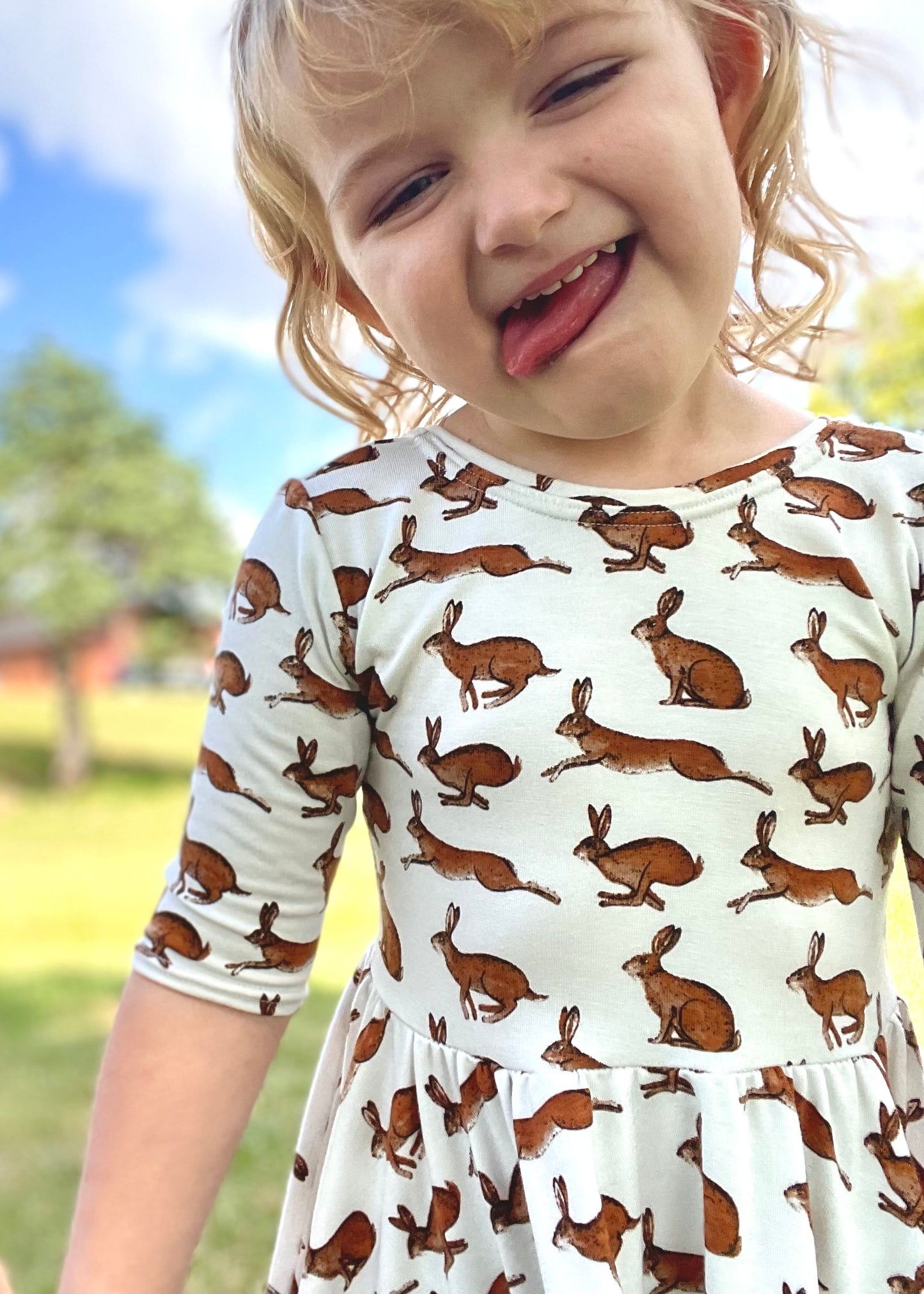 Rabbit Print Twirly Dress