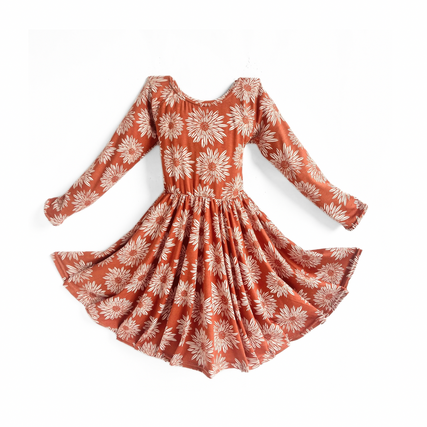 Wildflower Twirly Dress in Sunset Orange