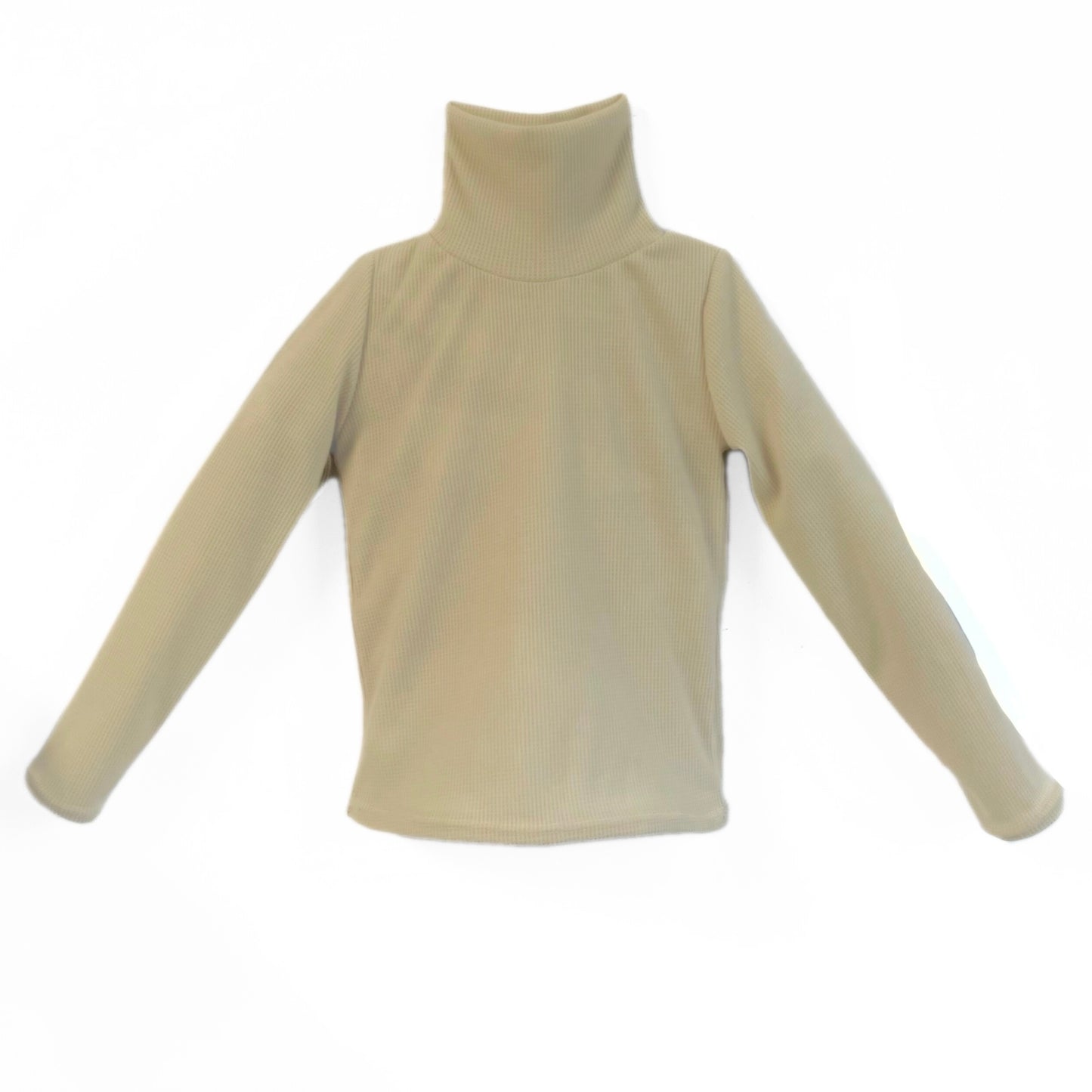 Cream Waffle Knit Turtleneck Top