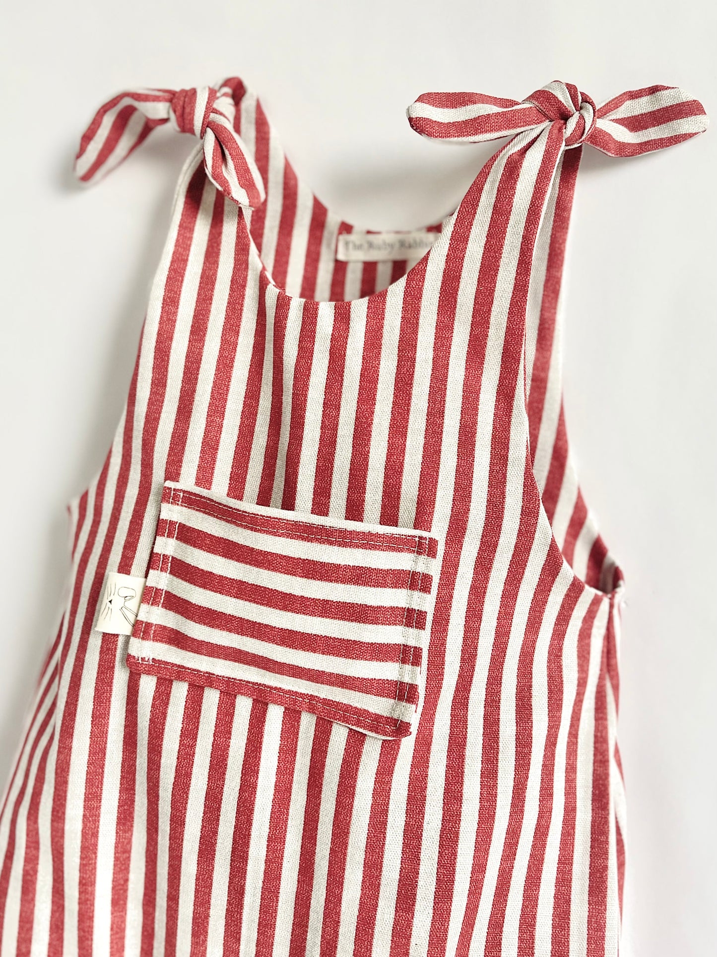 Red Striped Shoulder Tie Jumpsuit