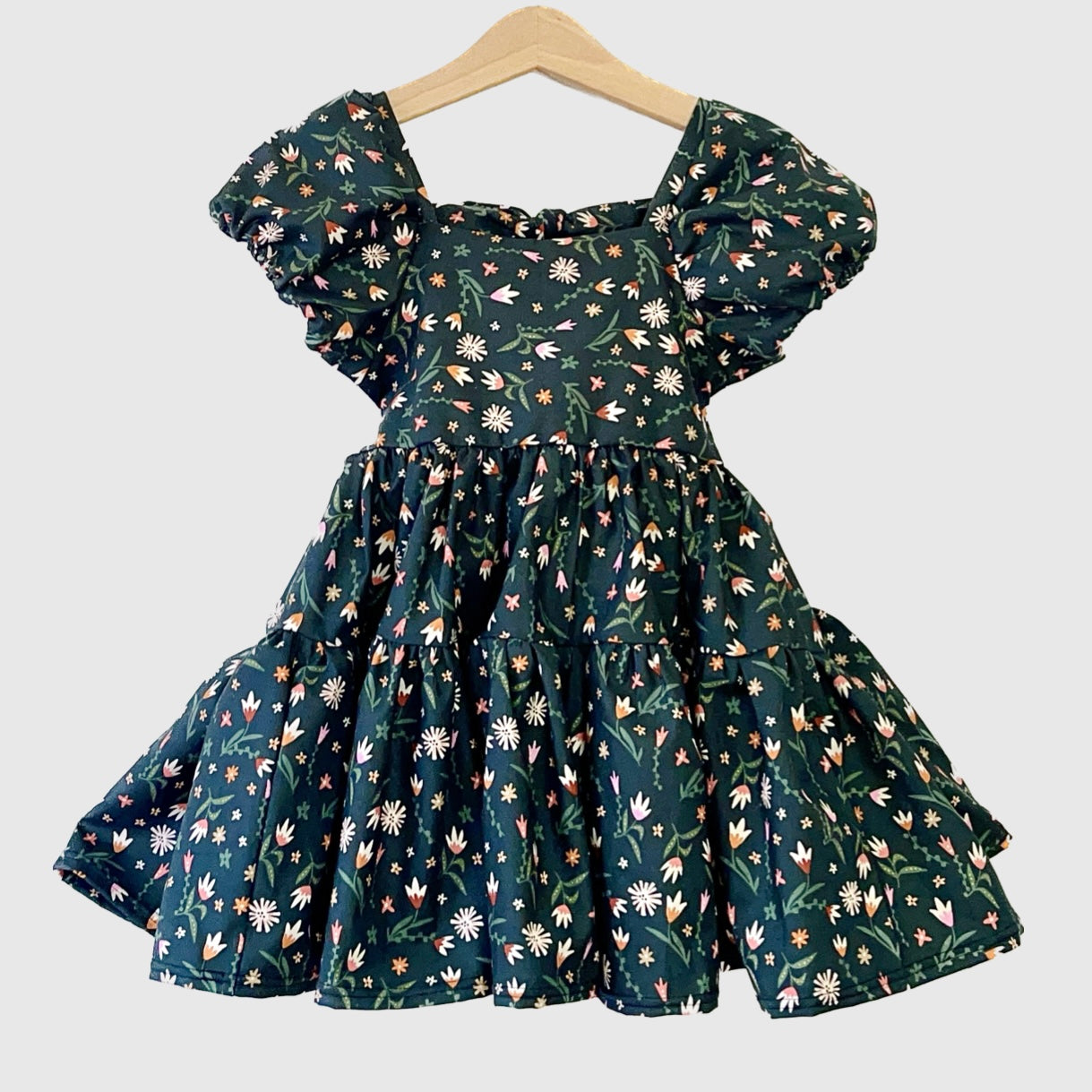 forest blooms shirt dress High-Low Dark Blue Embroidered Cotton Shirtdress