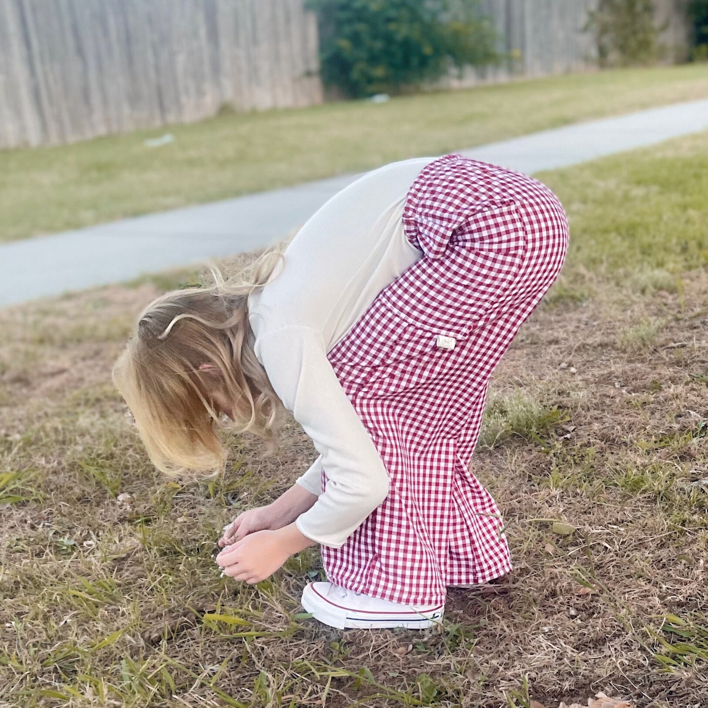 Berry Gingham Wide Leg Pocket Pants