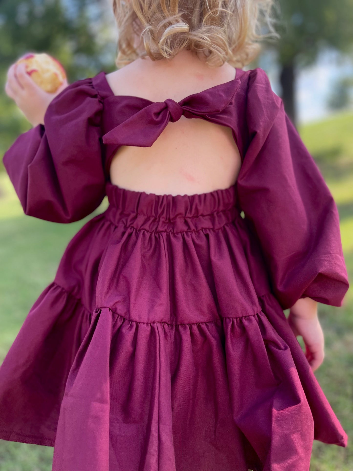 Berry Flutter and Bloom Dress with Balloon Sleeves