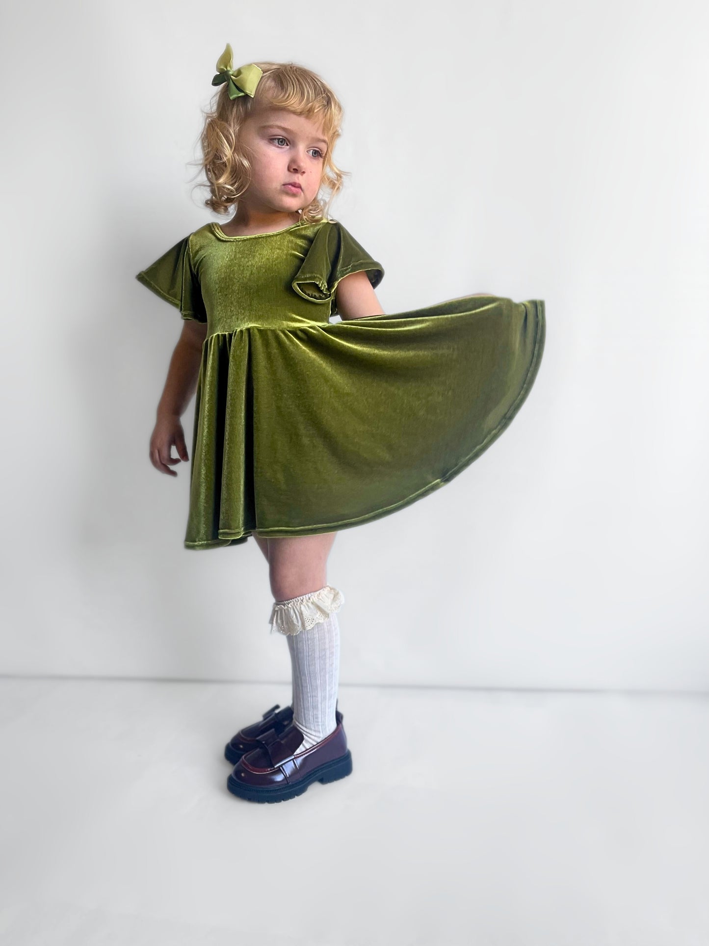 Velvet Moss Twirly Dress