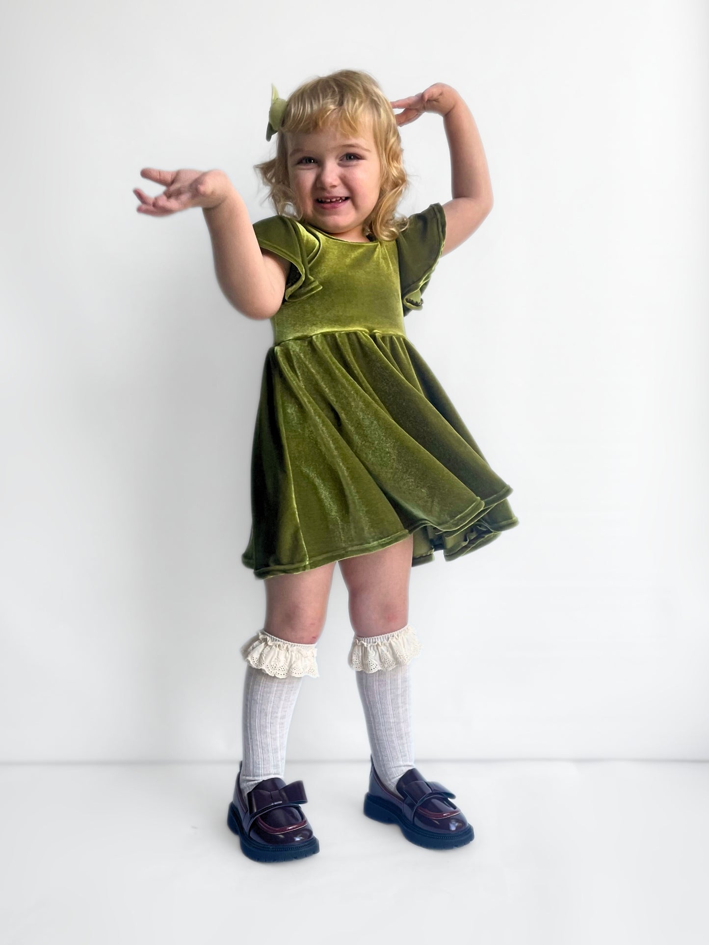 Velvet Moss Twirly Dress