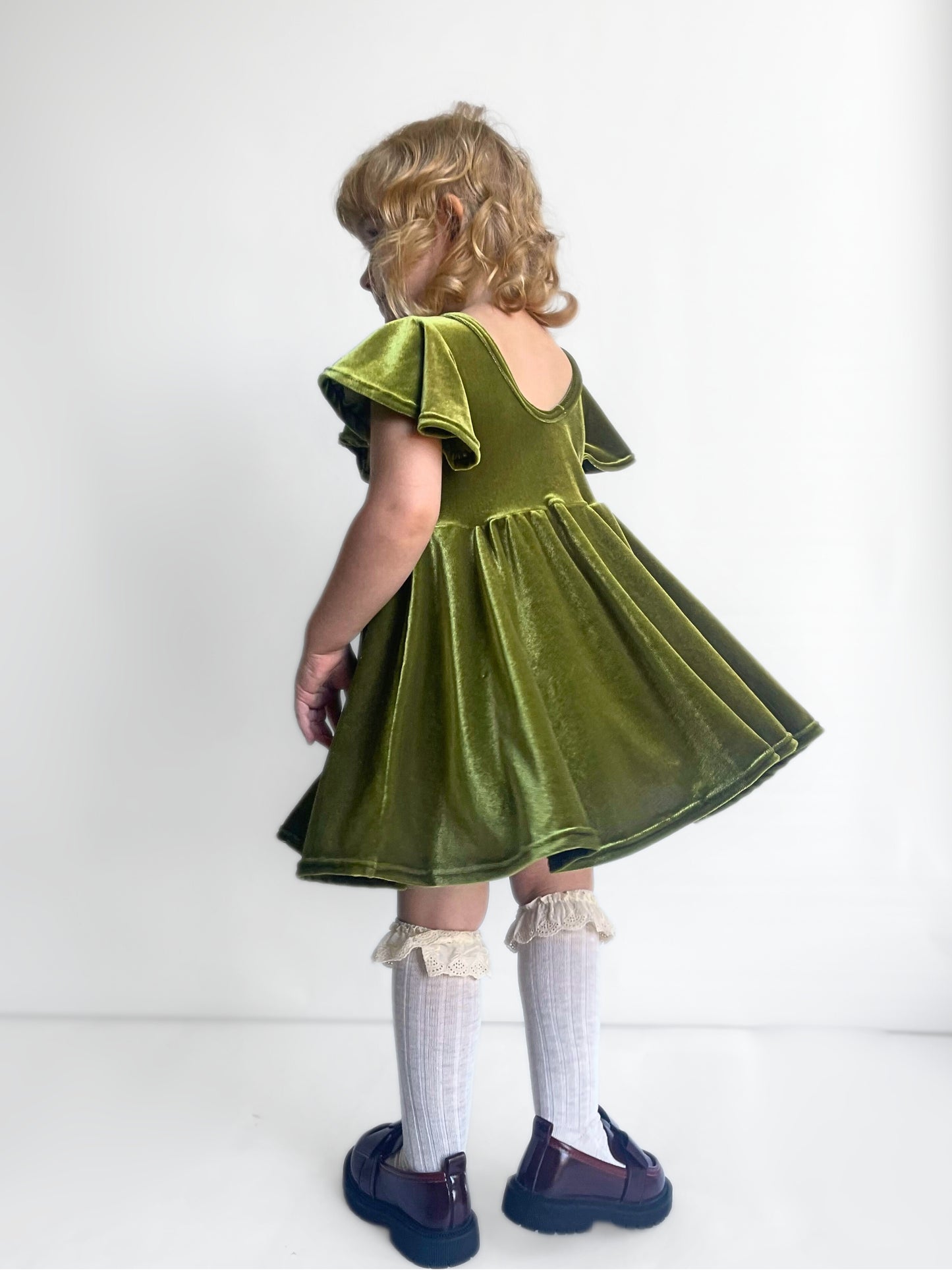 Velvet Moss Twirly Dress