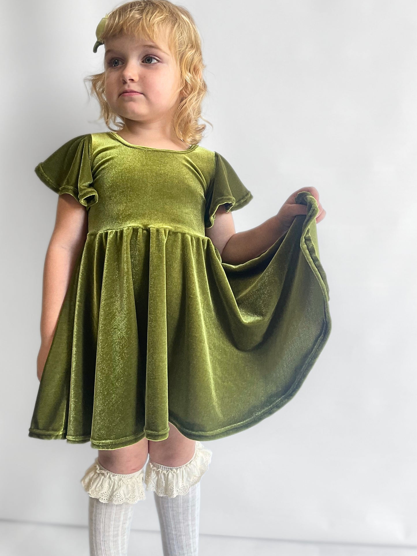 Velvet Moss Twirly Dress