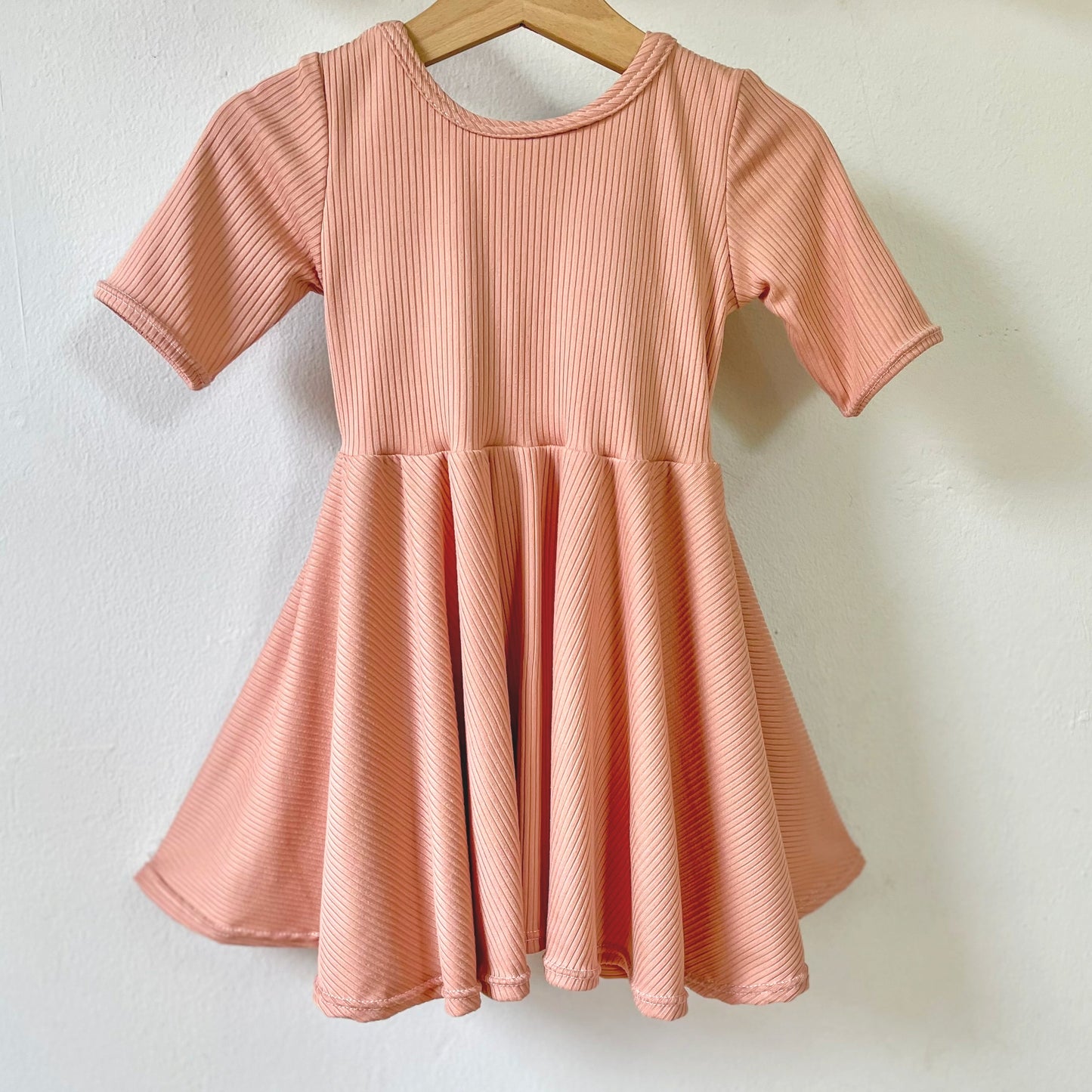 Blush Ribbed Ballerina Twirly Dress