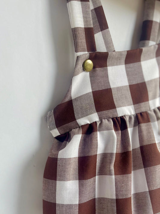 Brown Gingham Jumpsuit