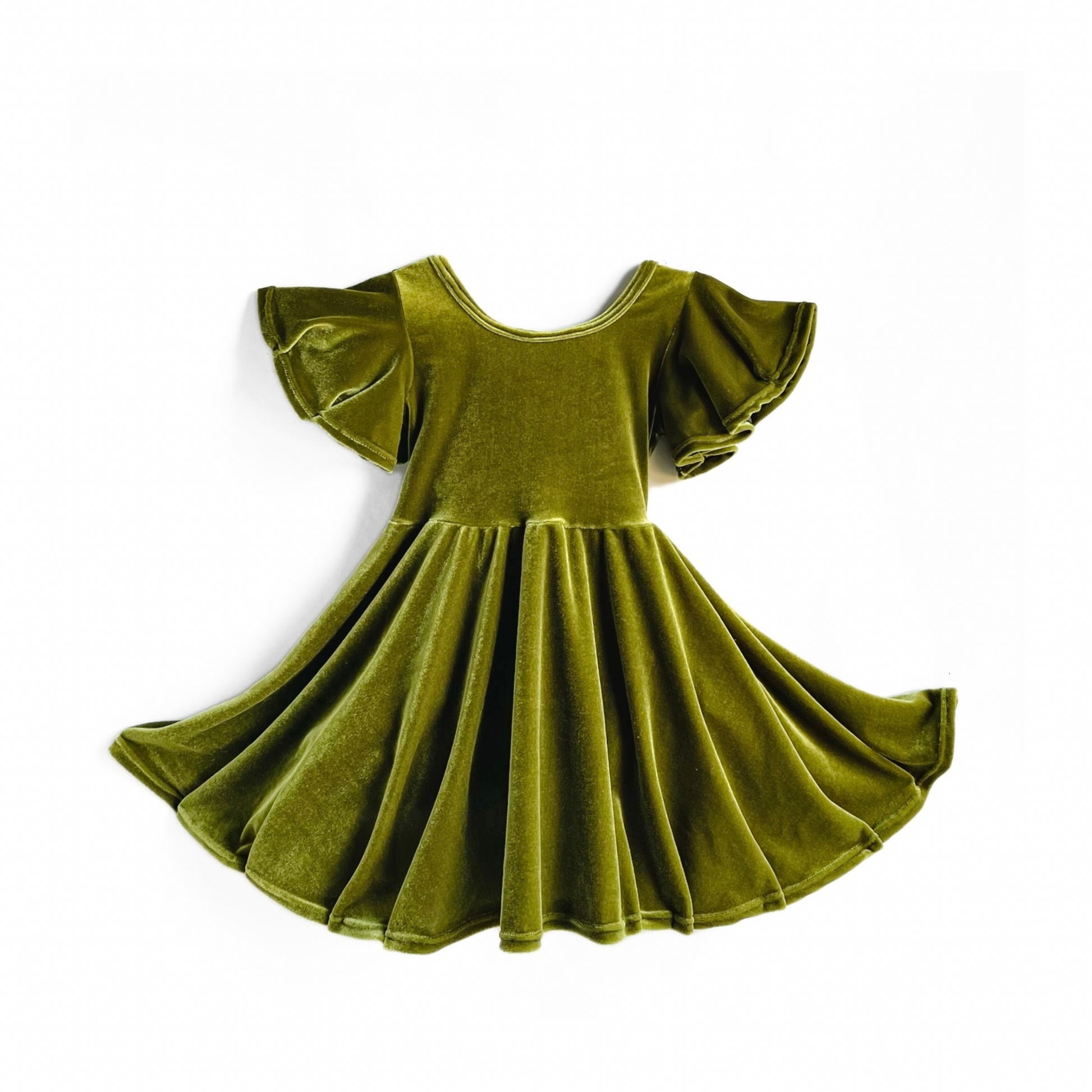 moss green velvet dress BABARONI BABARONI Velvet Dusty Sage Bridesmaid Dresses V-neck Floor-length Flutter Sleeves with Slit Ruffle A-line, Dusty Sage / US0