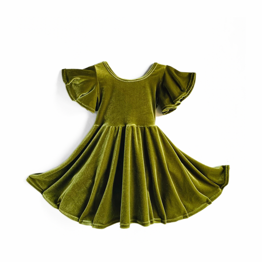 Velvet Moss Twirly Dress