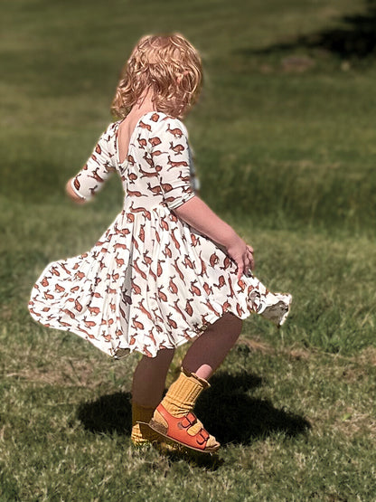 Rabbit Print Twirly Dress