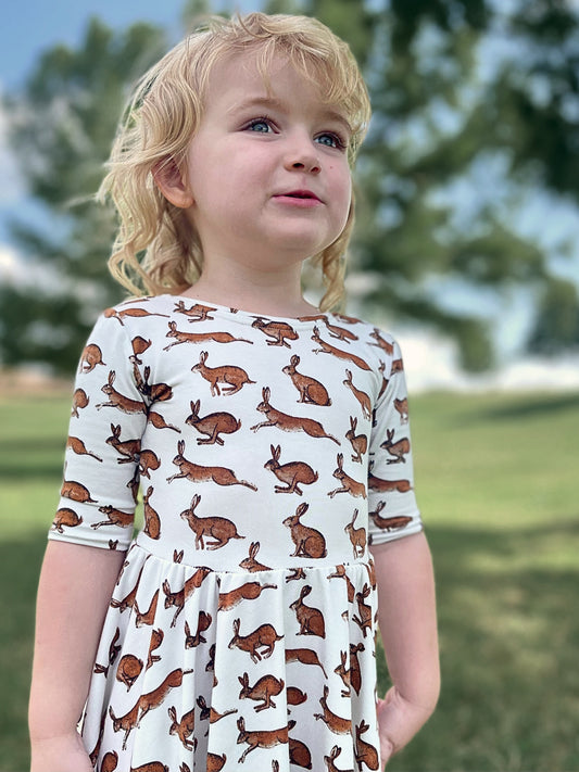 Rabbit Print Twirly Dress