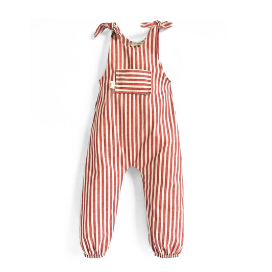 Red Striped Shoulder Tie Jumpsuit