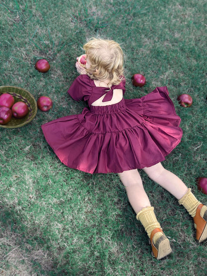 Berry Flutter and Bloom Dress with Balloon Sleeves