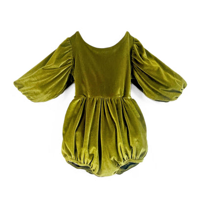 Velvet Moss Bubble Romper