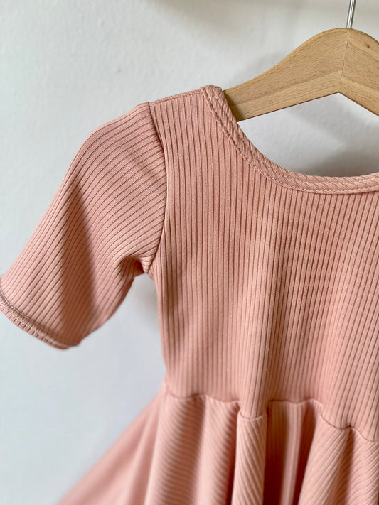 Blush Ribbed Ballerina Twirly Dress