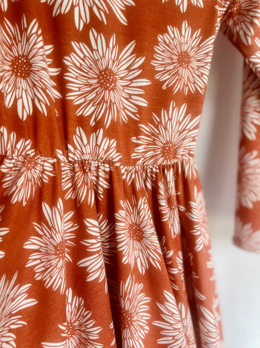 Wildflower Twirly Dress in Sunset Orange
