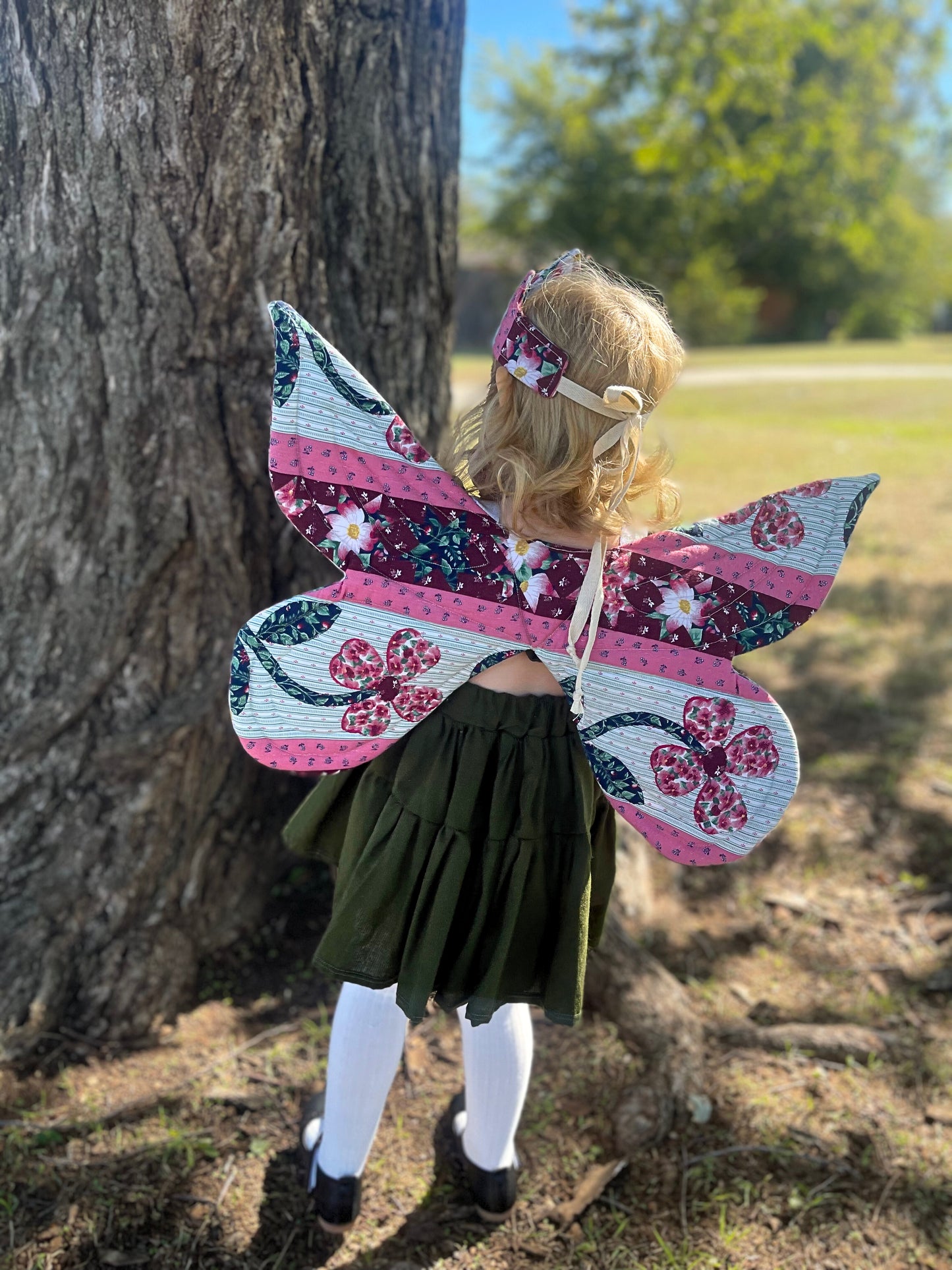 Quilted Fairy Wings and Crown Pink and Burgundy