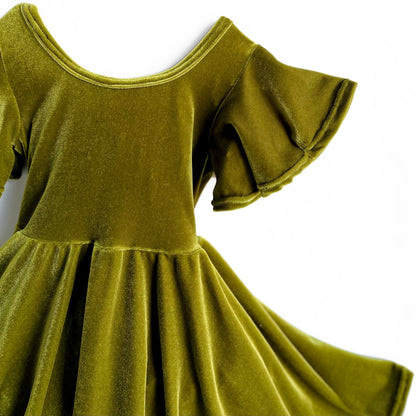 Velvet Moss Twirly Dress