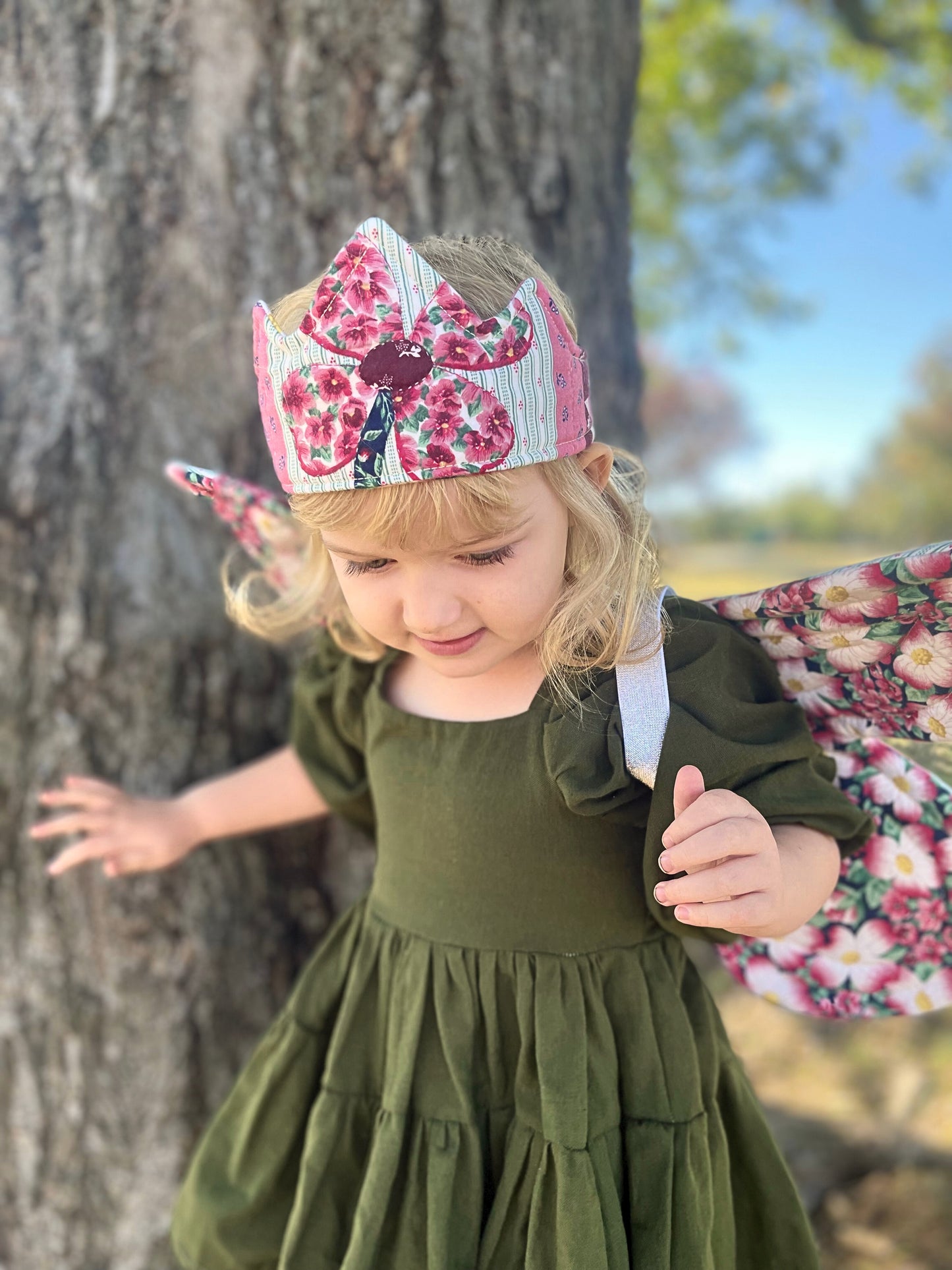 Quilted Fairy Wings and Crown Pink and Burgundy