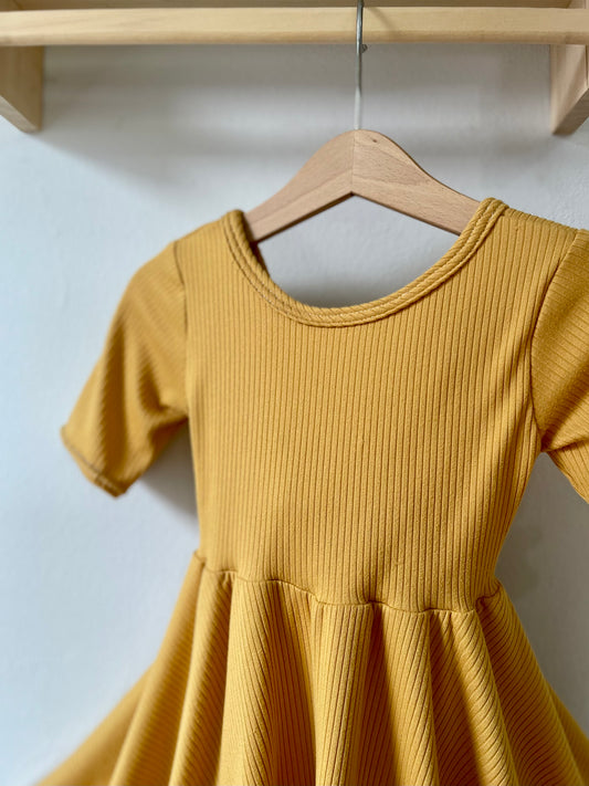 Yellow Gold Ribbed Ballerina Twirly Dress