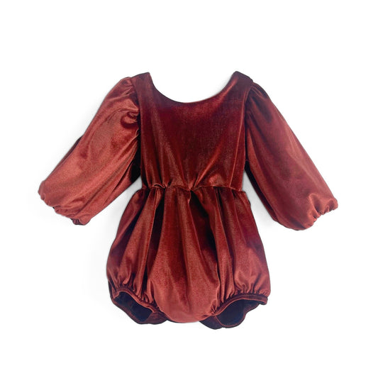Velvet Cinnamon Bubble Romper