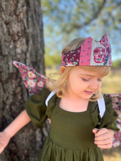 Quilted Fairy Wings and Crown Pink and Burgundy