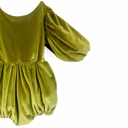 Velvet Moss Bubble Romper