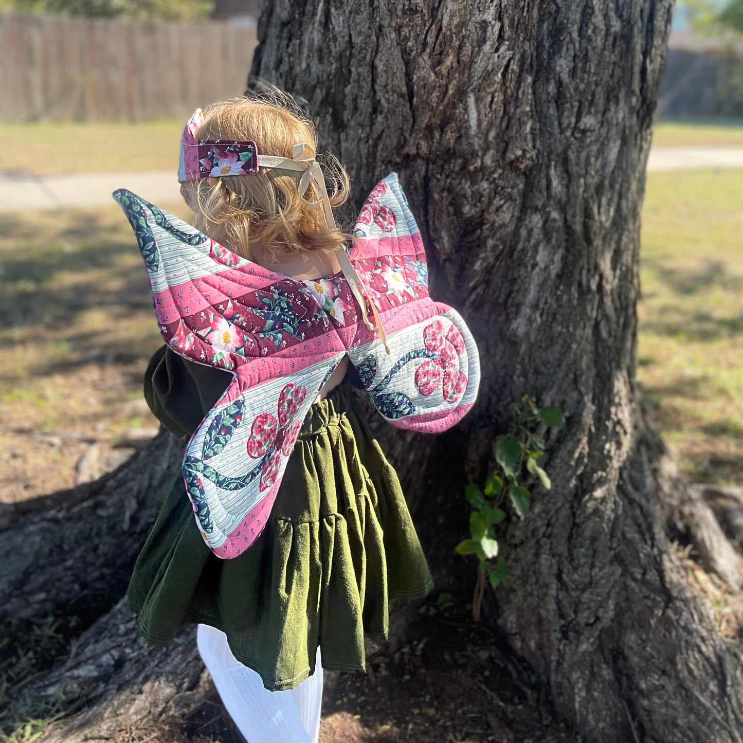 Quilted Fairy Wings and Crown Pink and Burgundy