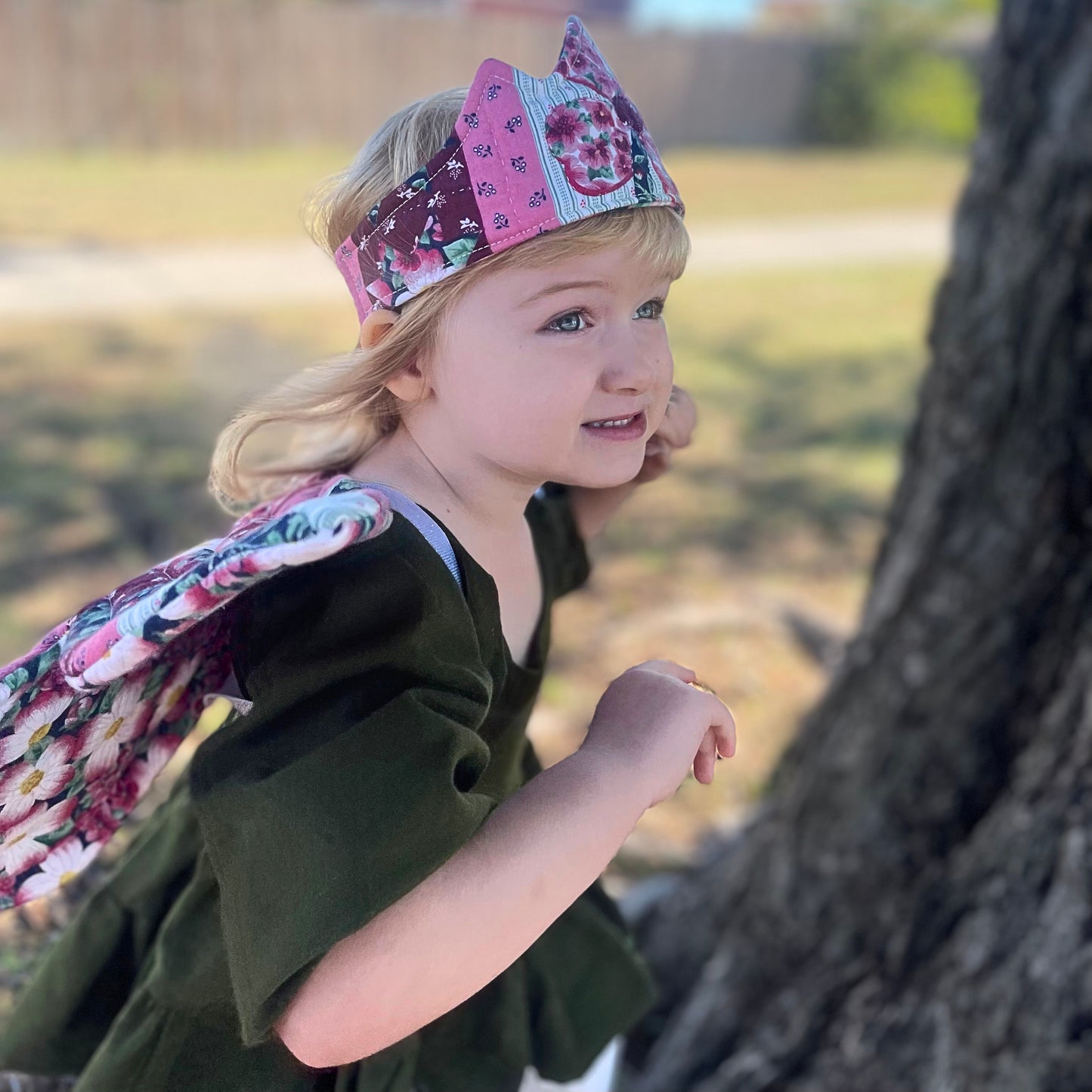 Quilted Fairy Wings and Crown Pink and Burgundy