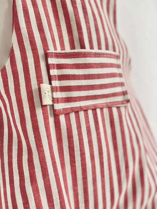Red Striped Shoulder Tie Jumpsuit