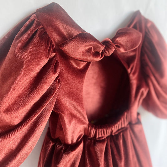 Velvet Cinnamon Bubble Romper