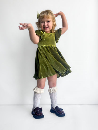 Velvet Moss Twirly Dress