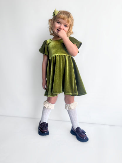 Velvet Moss Twirly Dress