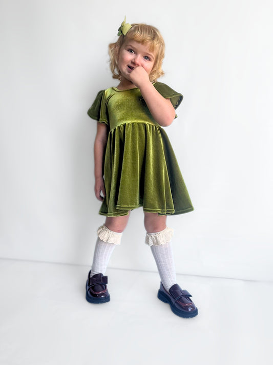 Velvet Moss Twirly Dress