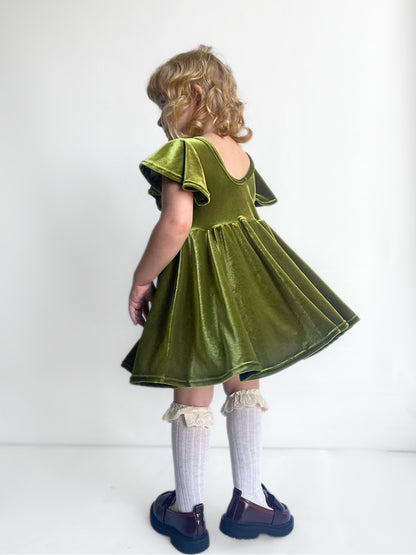 Velvet Moss Twirly Dress