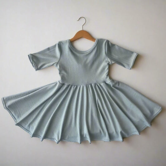 Mint Ribbed Ballerina Twirly Dress