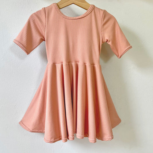 Blush Ribbed Ballerina Twirly Dress